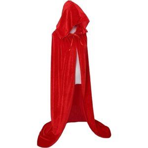 Red Velvet Full Length Hooded Halloween Fancy Dress Costume